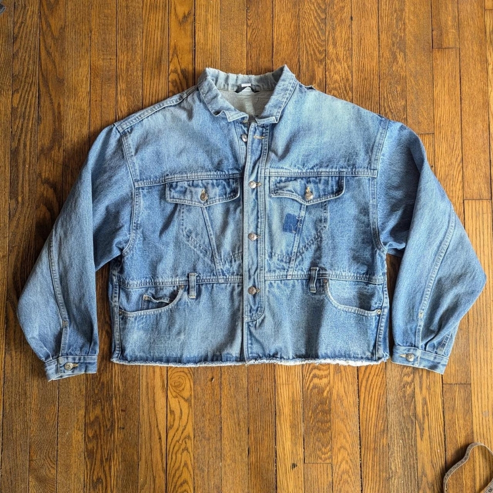 Vintage Distressed Denim Jean Jacket